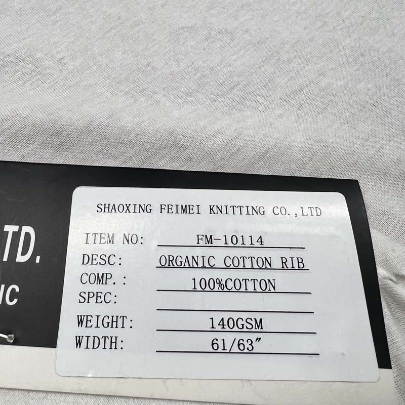 Custom Organic Cotton Fabric 100%Organic Cotton 1*1 Rib Knitting Fabric for Dress