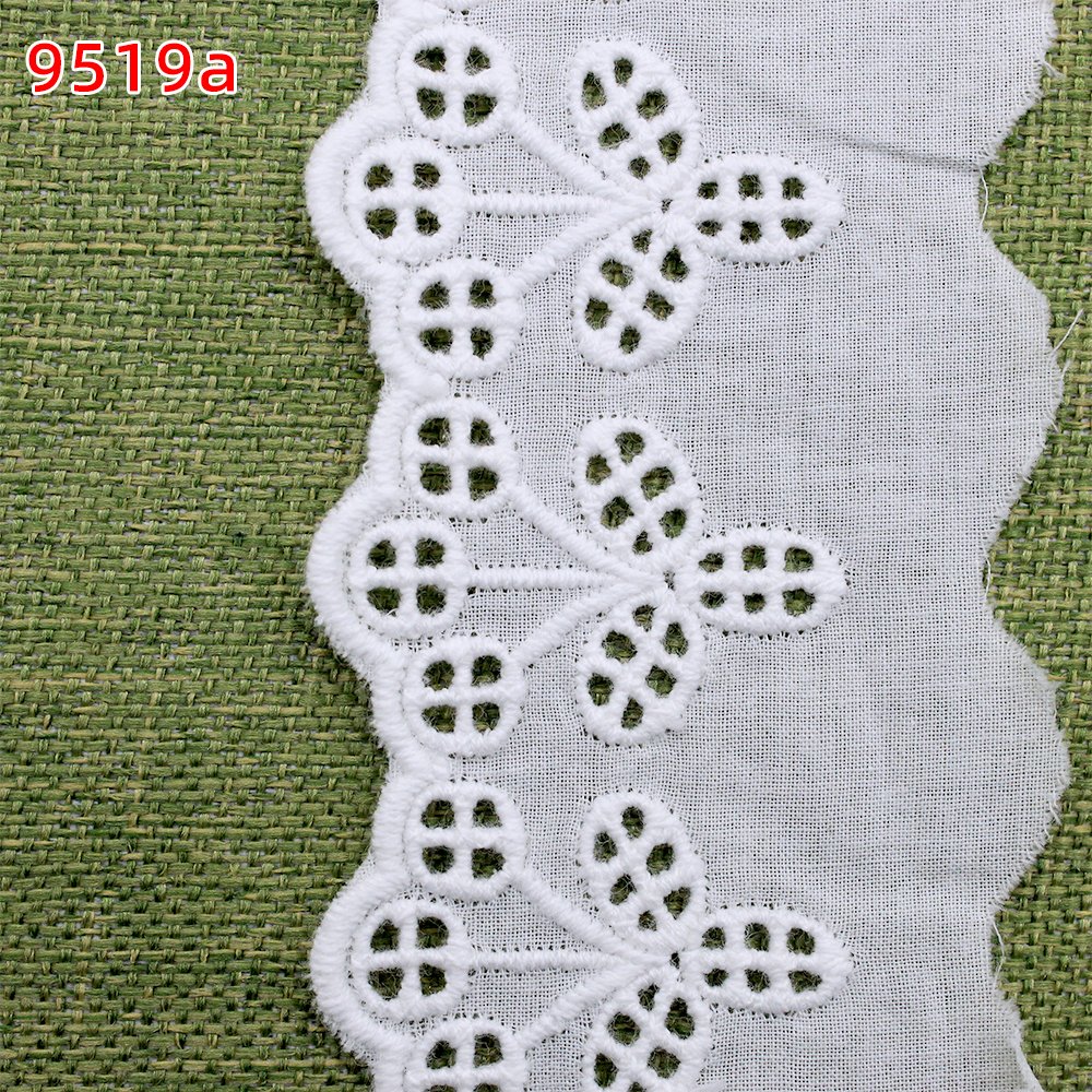 Hight quality white trim lace embroidery eyelet 100%cotton lace fabric