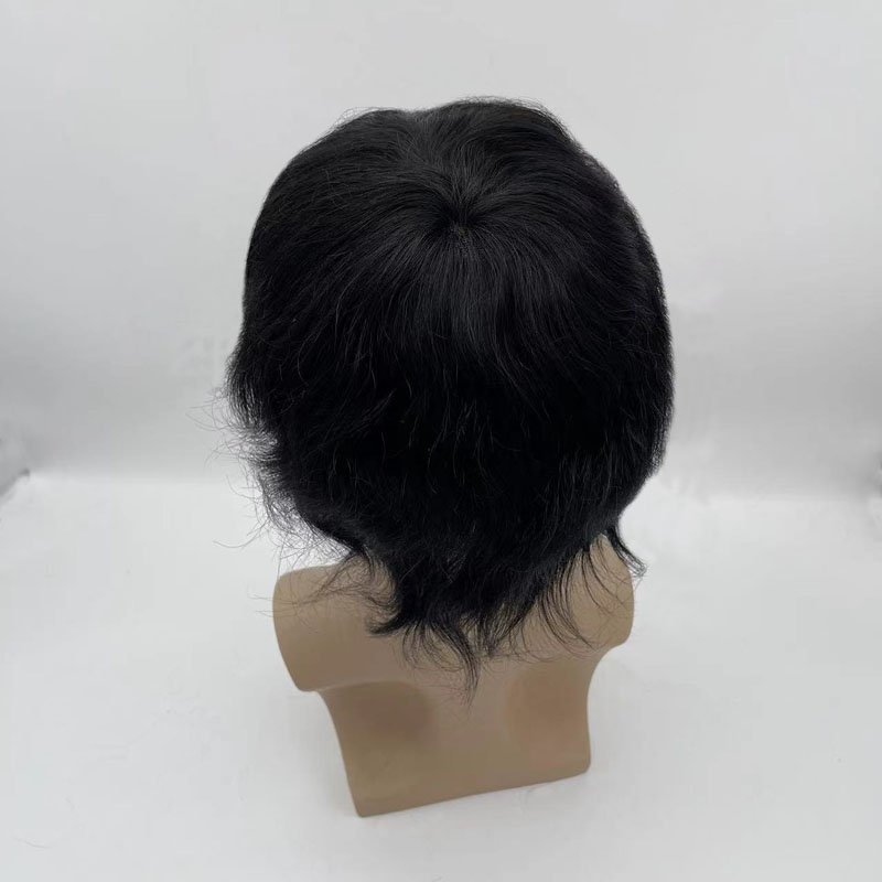 Large stock new popular Full lace 100% Indian hair toupee front single knots fine hairpiece for men's toupee hair