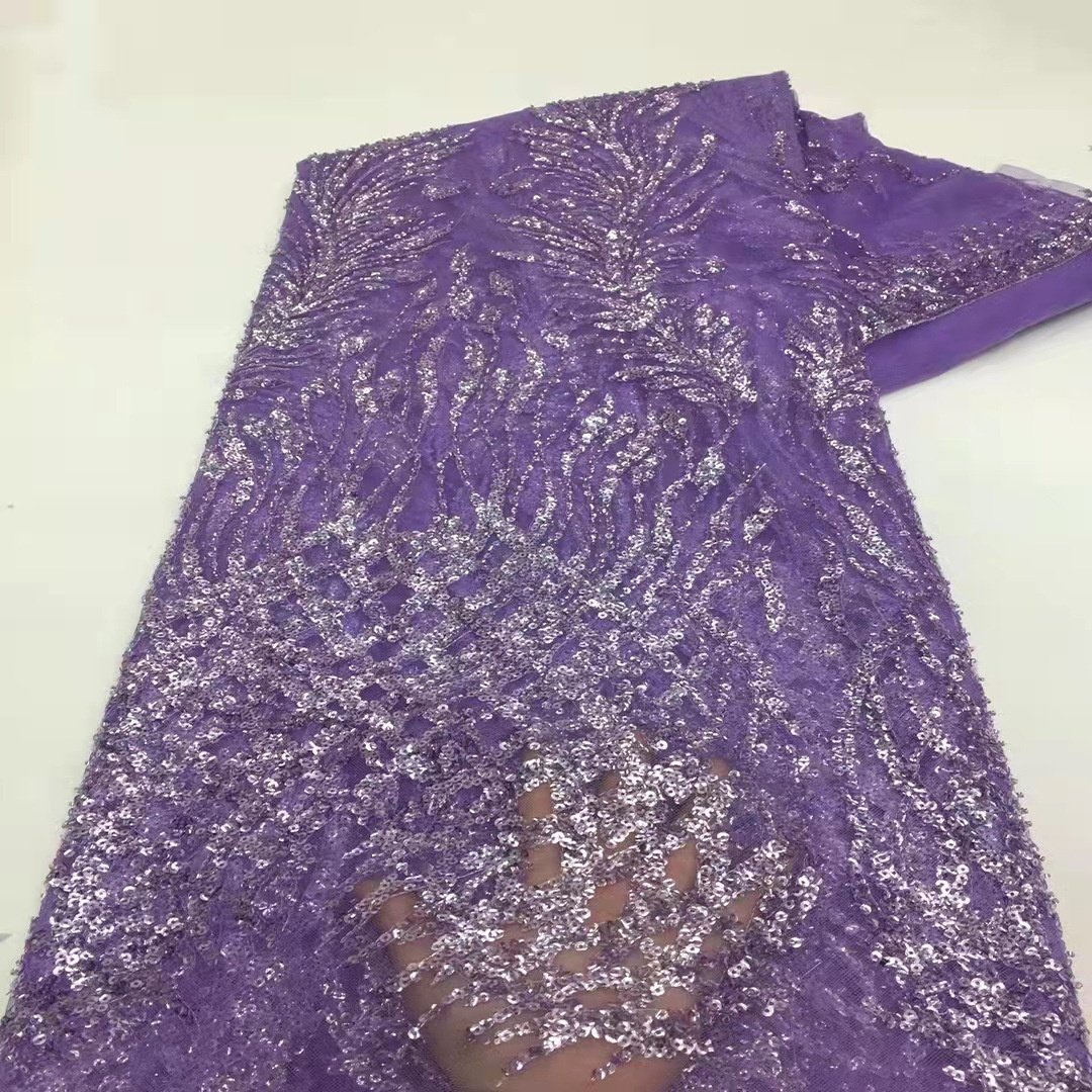 OEM Color Custom Wedding Gowns Sequin Tulle Embroidery Mesh Bridal Evening Dress Lace Fabric Soft Embroidered lace fabric