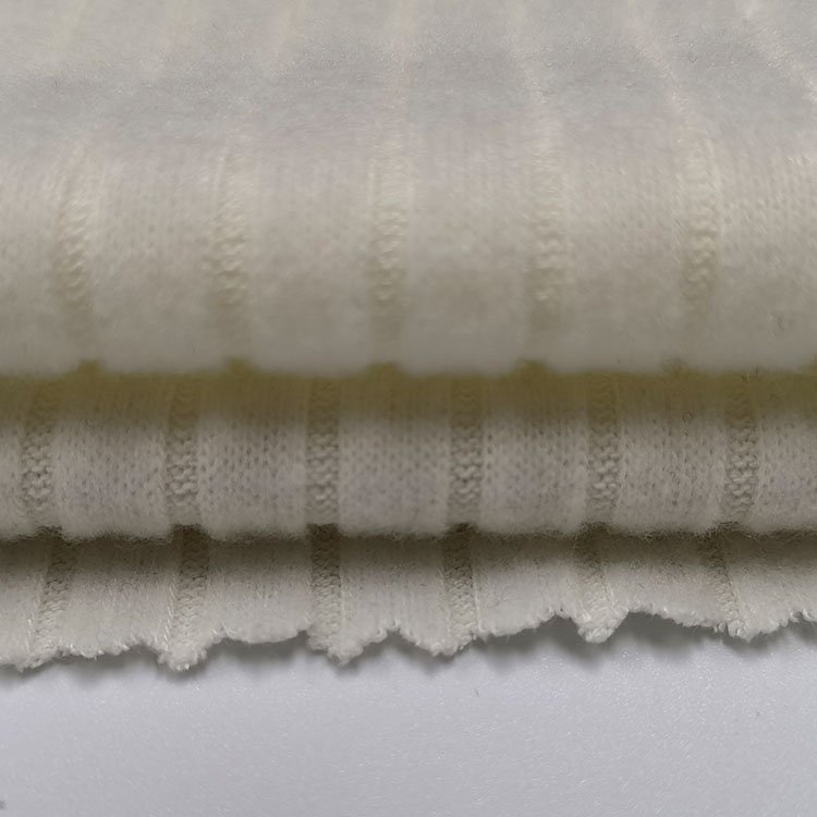 Manufacturer knit 62%polyester 33%rayon 5%spandex brush 6*3 rib fabric for sweater