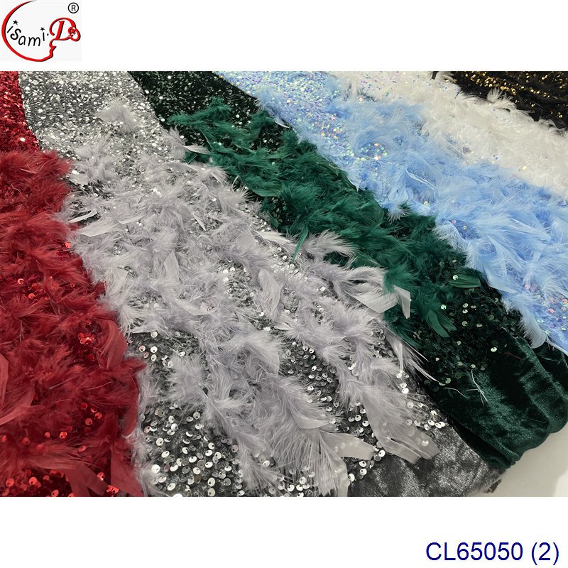 Rts lisami feather fashion design embroidery lace fabric for evening Romantic elegant modern wedding fabric