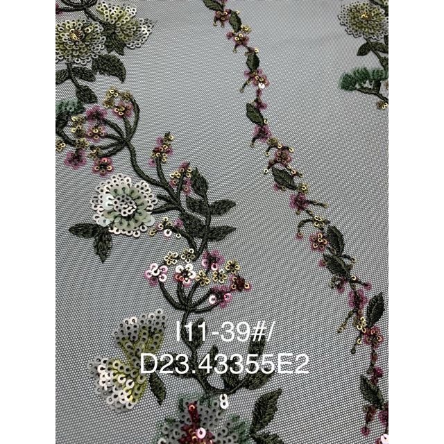 embroidery fabrics 3D wholesale floral sequin tulle french style luxury fabrics for wedding dress