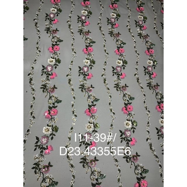 embroidery fabrics 3D wholesale floral sequin tulle french style luxury fabrics for wedding dress