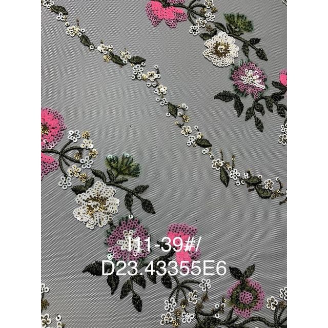 embroidery fabrics 3D wholesale floral sequin tulle french style luxury fabrics for wedding dress