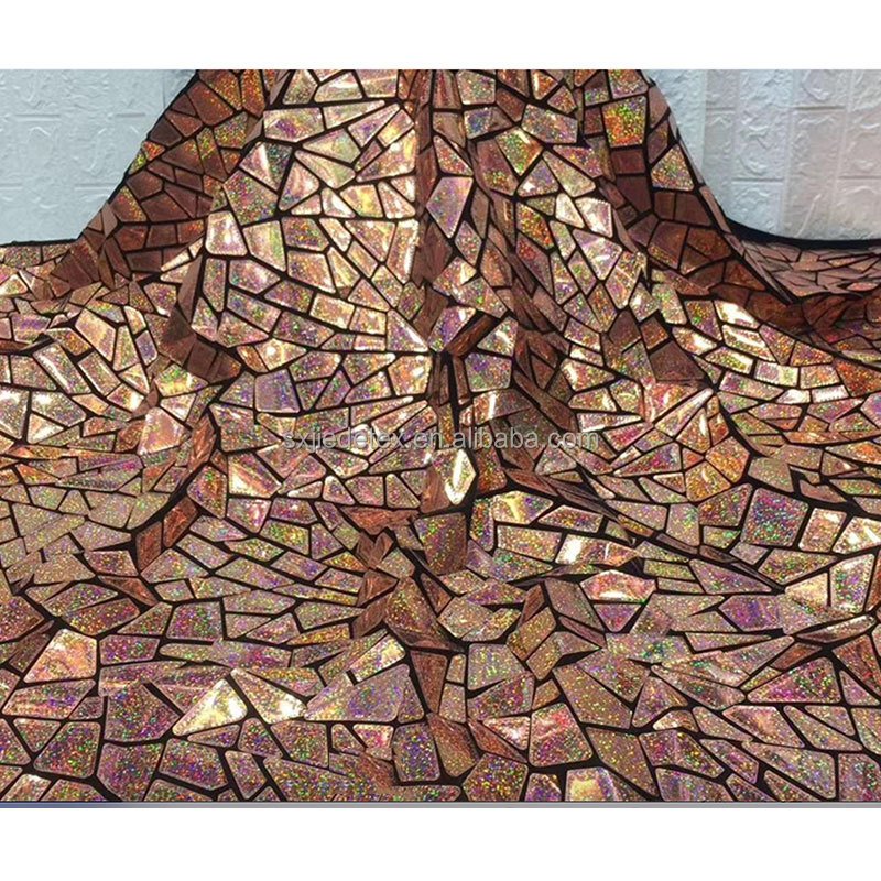 Wholesale Iridescent Extra Large Geometric Laser Cut Velvet Shiny Sequins Embroidery Fabrics For Garment Upholstery
