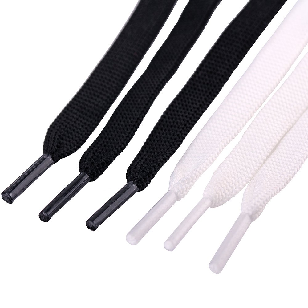 10mm Flat Shoe laces Classic Black White Shoe Laces 100cm long Sneaker Shoe Laces
