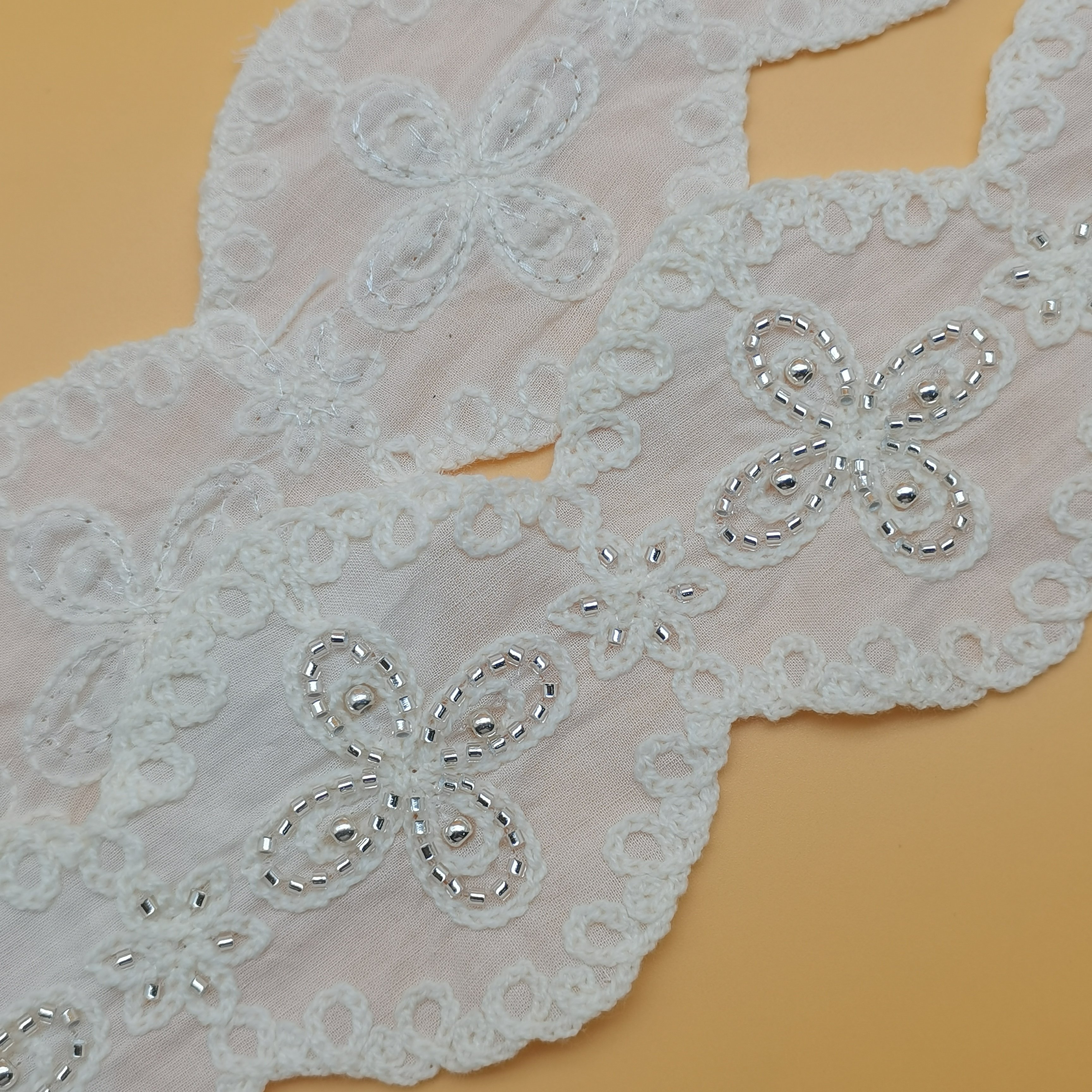 Wholesale 100% Cotton Beaded Lace Fabric with Luxury Embroidery New Style Design for Women's Fashion Dresses Weddings and Bags
