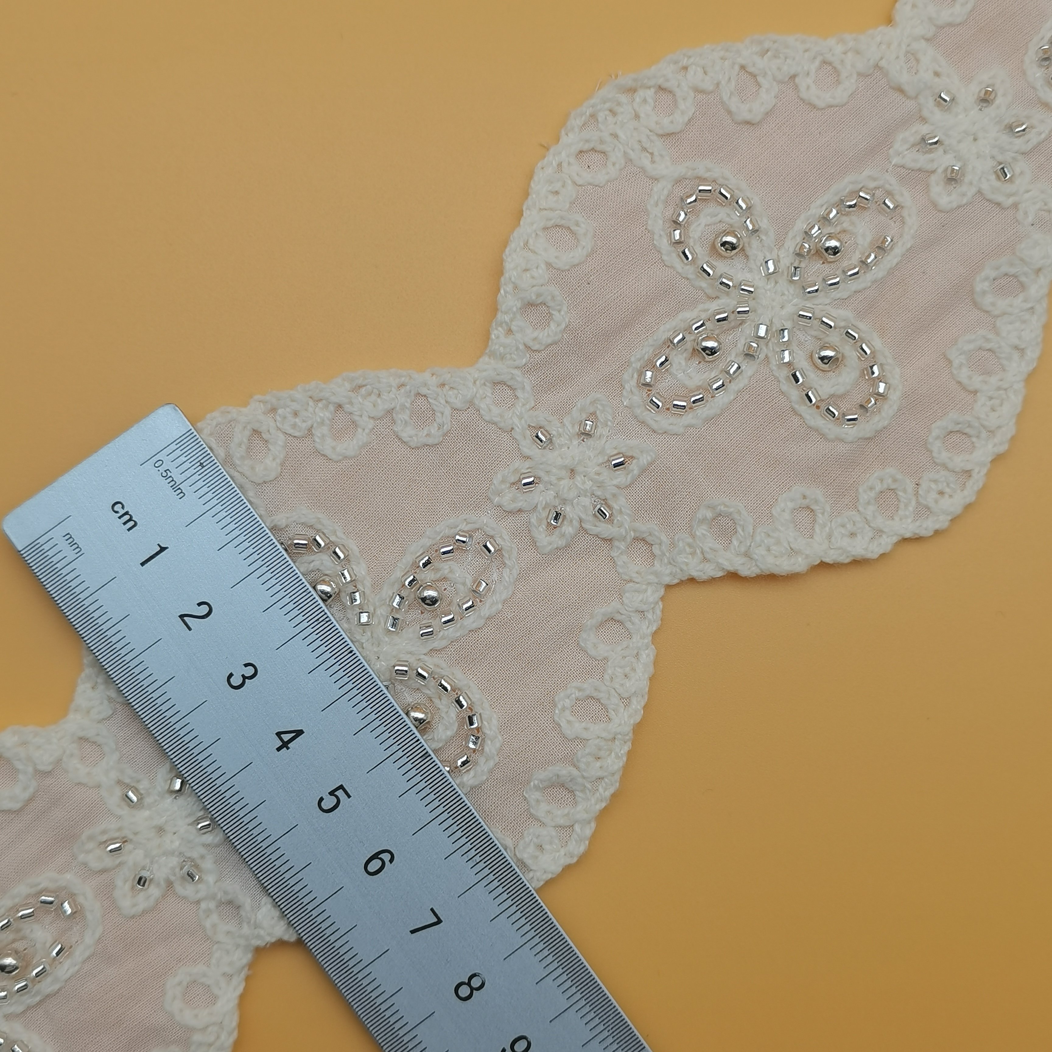 Wholesale 100% Cotton Beaded Lace Fabric with Luxury Embroidery New Style Design for Women's Fashion Dresses Weddings and Bags