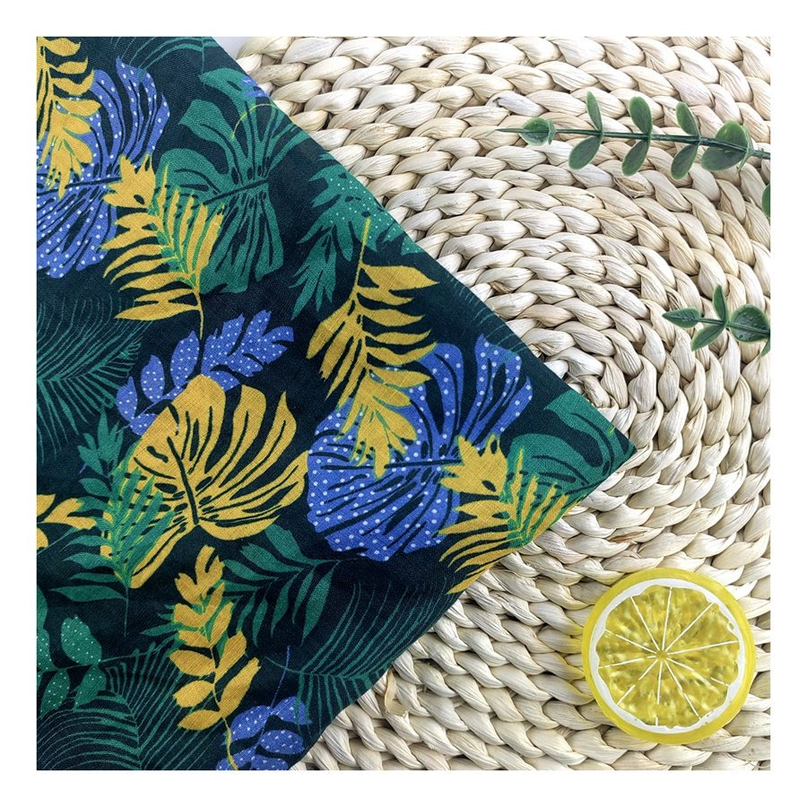 Hot Sale Summer thin digital printing100% ramie colorful leaves pattern linen fabric for shirts dress skirts