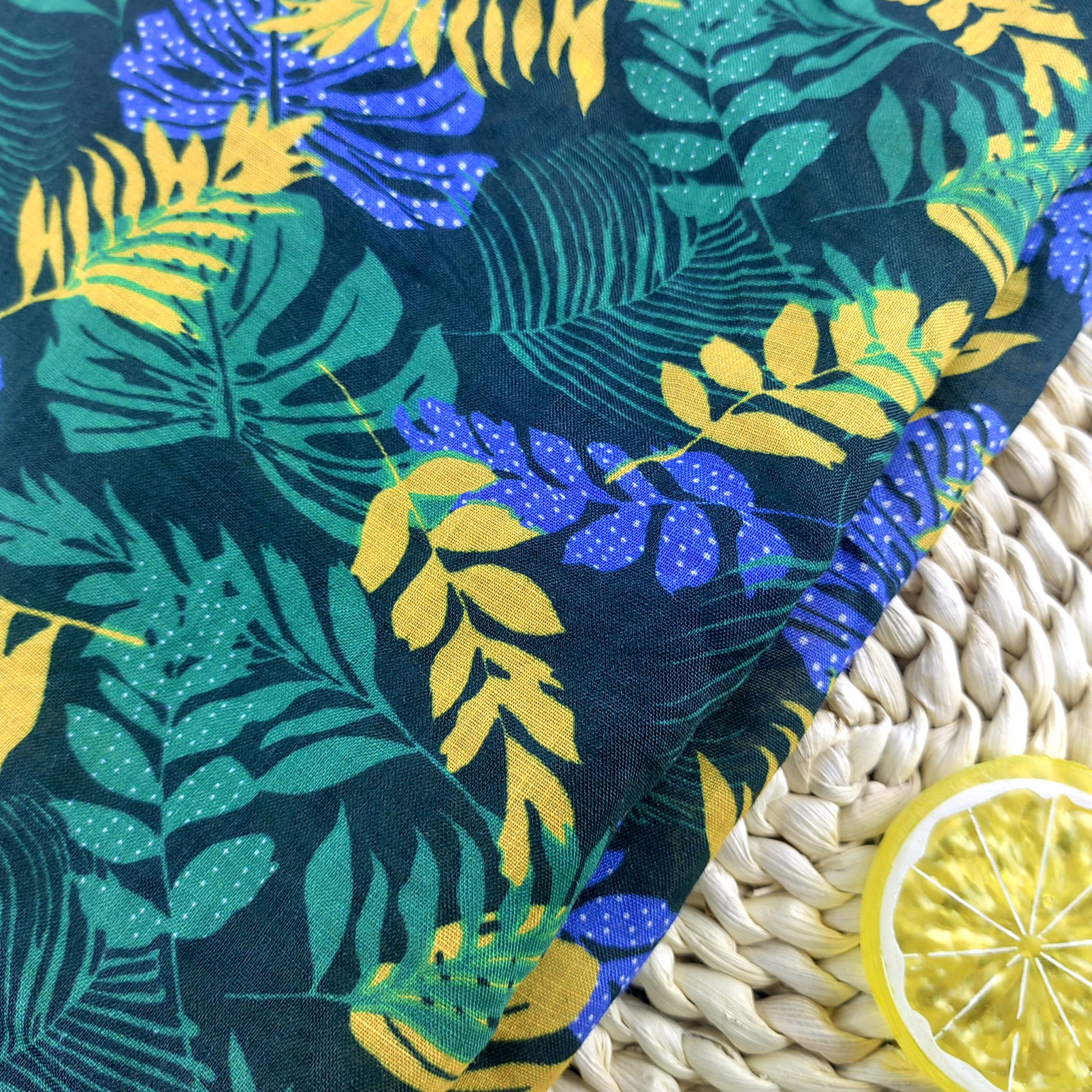 Hot Sale Summer thin digital printing100% ramie colorful leaves pattern linen fabric for shirts dress skirts