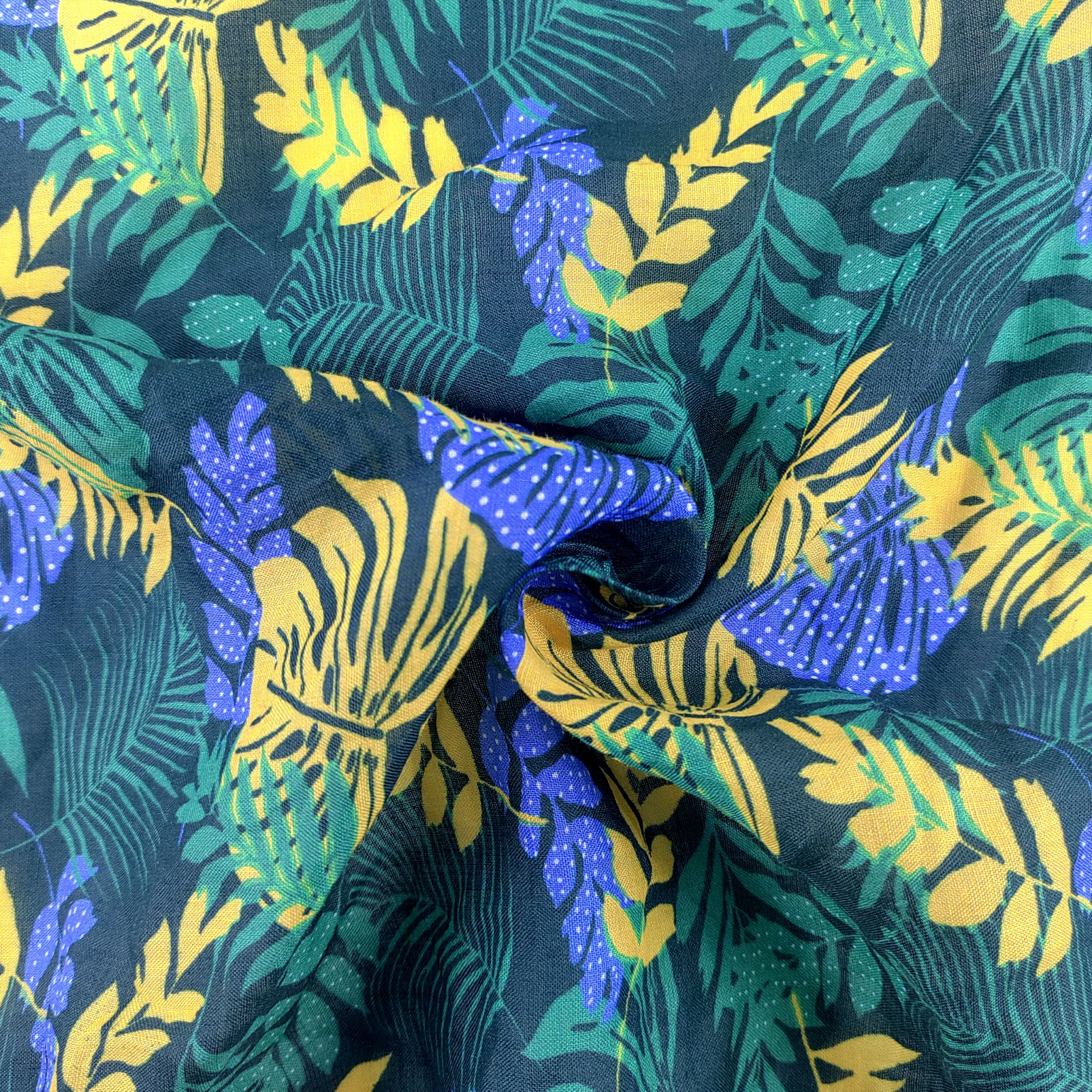 Hot Sale Summer thin digital printing100% ramie colorful leaves pattern linen fabric for shirts dress skirts