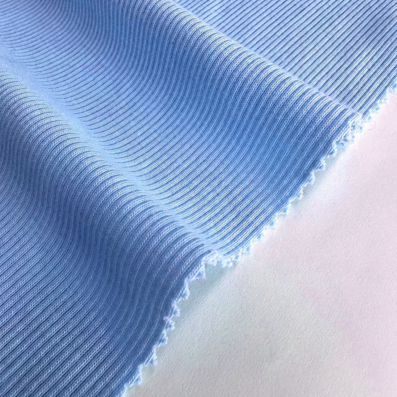 Raw material wholesale 270gsm cvc 2*2 knit rib polyester cotton plain dyed ribbed fabric for sweater and cuff