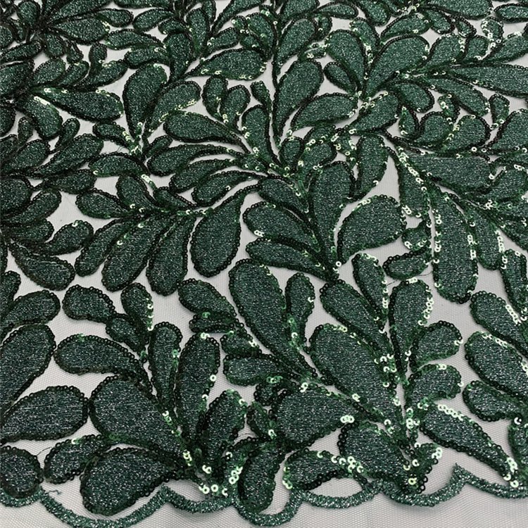Elegant Nigerian Lace Fabric Sequin Embroidery Fabric for Wedding Dress