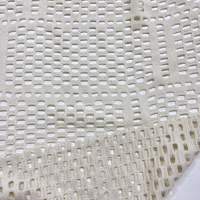 beige Soft Hand Feel 85%Cotton Lace yarn dyed tricot knitted crocheted fabric for vacation wearing