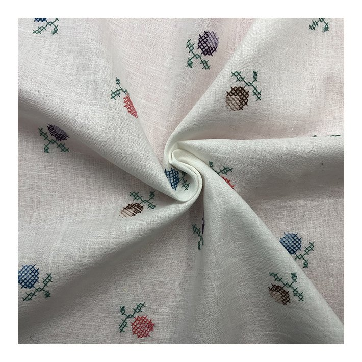 HA-15084E Factory Direct Sales New Multi Color Cotton Linen Embroidery Fabric Woven Fashion Lightweight Embroidered