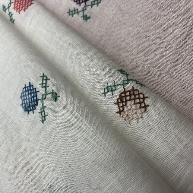 HA-15084E Factory Direct Sales New Multi Color Cotton Linen Embroidery Fabric Woven Fashion Lightweight Embroidered