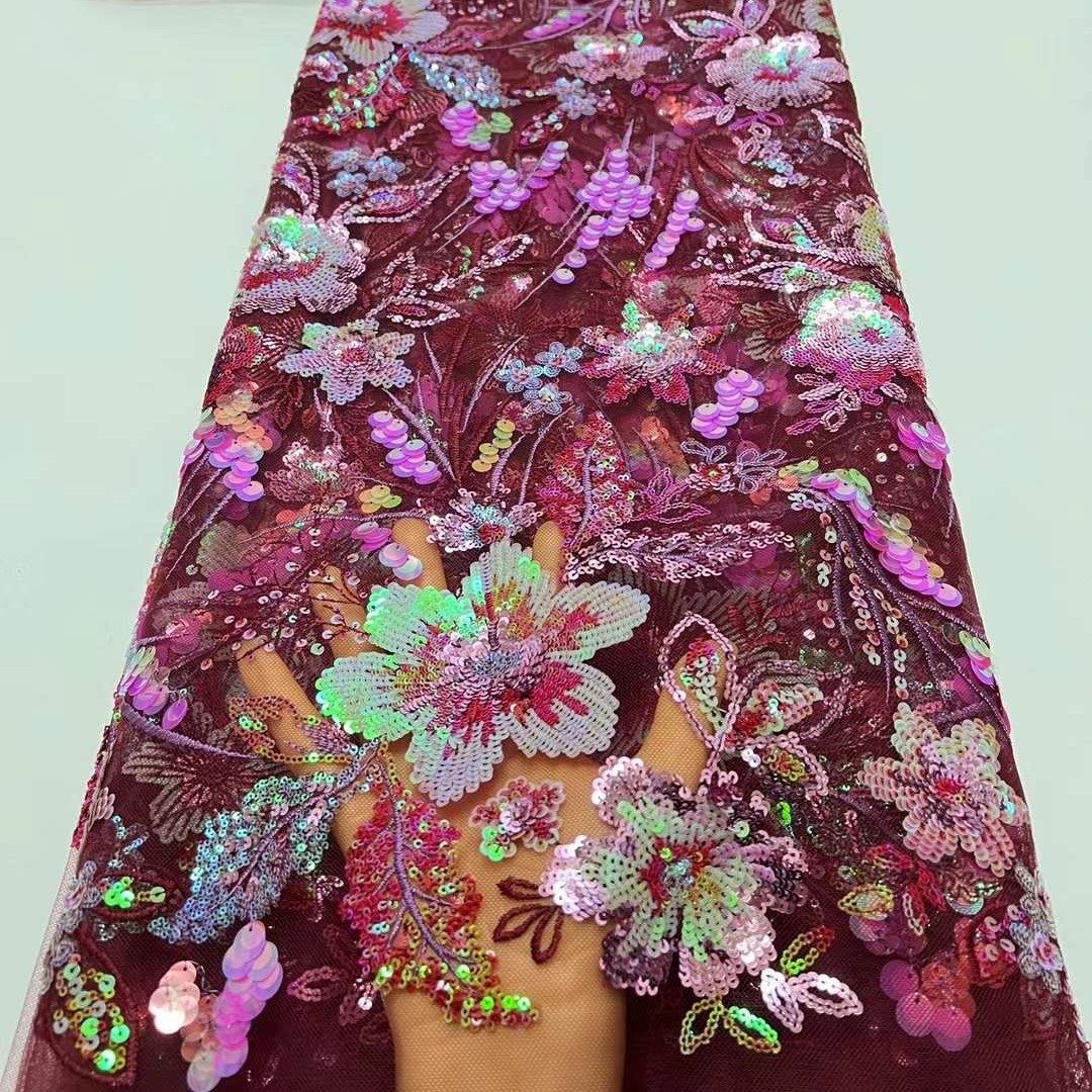 Heavy Embroidery Sequins French Lace Fabric Wedding Bridal Dress for Wedding Party