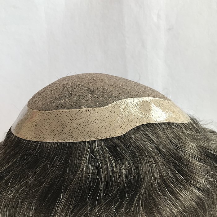 Customized Human Hair Grey Color Toupee Mono Lace Hair Replacement for Men