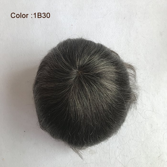 Customized Human Hair Grey Color Toupee Mono Lace Hair Replacement for Men