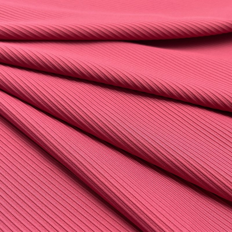 Custom Warp 90% Polyester 4 Way Lycra Ns Stretch 10% Spandex 2*2 Ribbed Jacquard Swim Fabric Swimwear Stock Lots