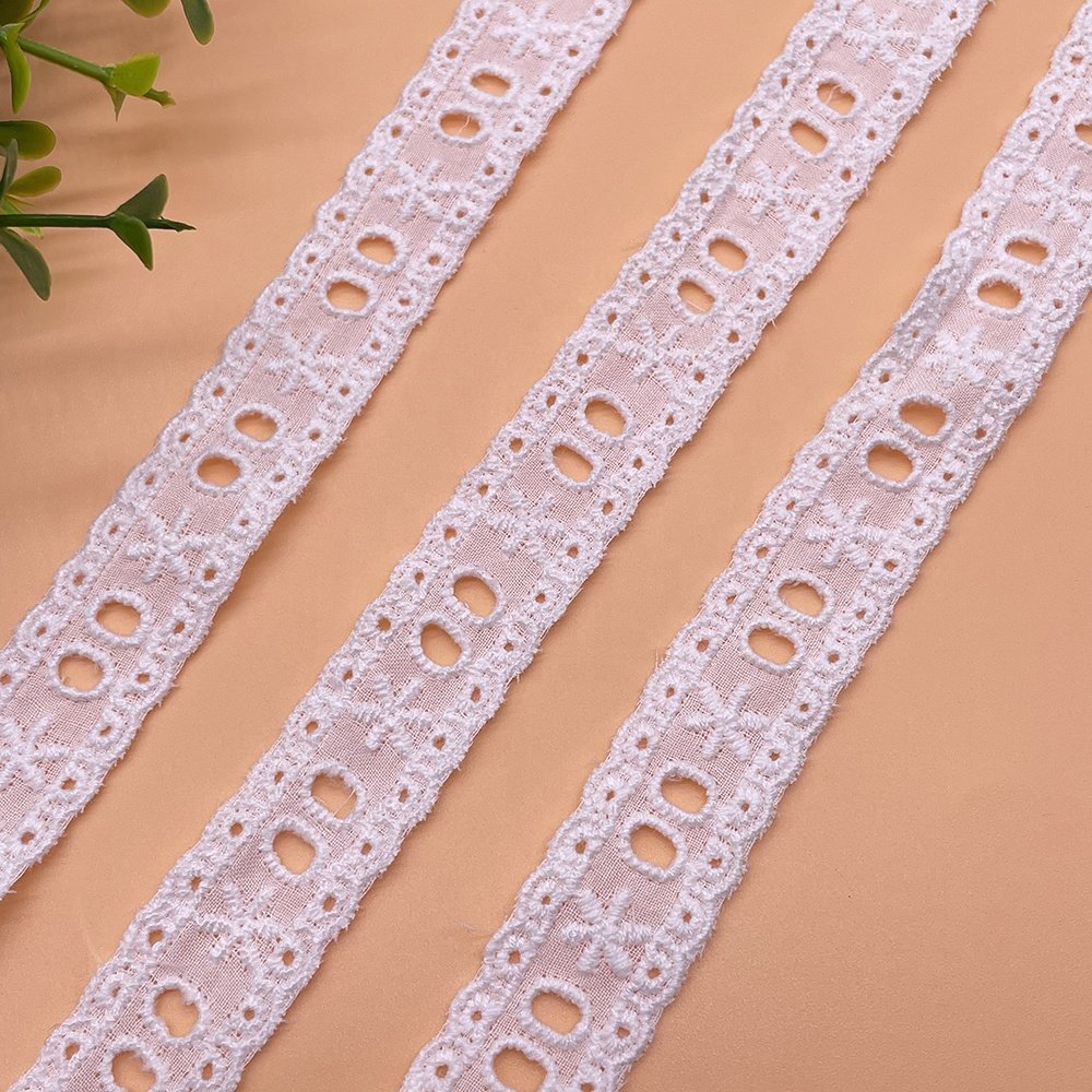Fabric Dress Cloth Cotton Lace 100%lace Ribbon Embroidery Embroidered Lace White High-quality Material 1.8CM Width Sustainable