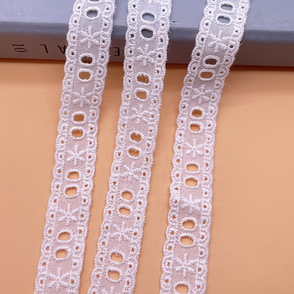Fabric Dress Cloth Cotton Lace 100%lace Ribbon Embroidery Embroidered Lace White High-quality Material 1.8CM Width Sustainable