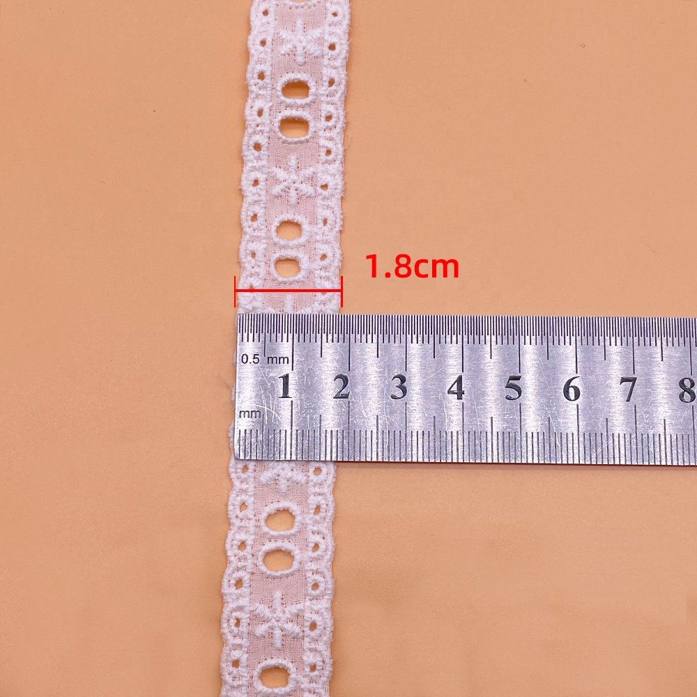 Fabric Dress Cloth Cotton Lace 100%lace Ribbon Embroidery Embroidered Lace White High-quality Material 1.8CM Width Sustainable