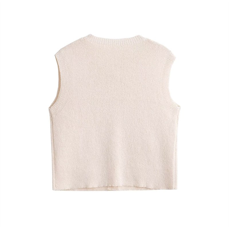TAOP&ZA women's clothing 2024 early autumn new loose casual patch pocket button knitted sleeveless vest vest top chic 6771104