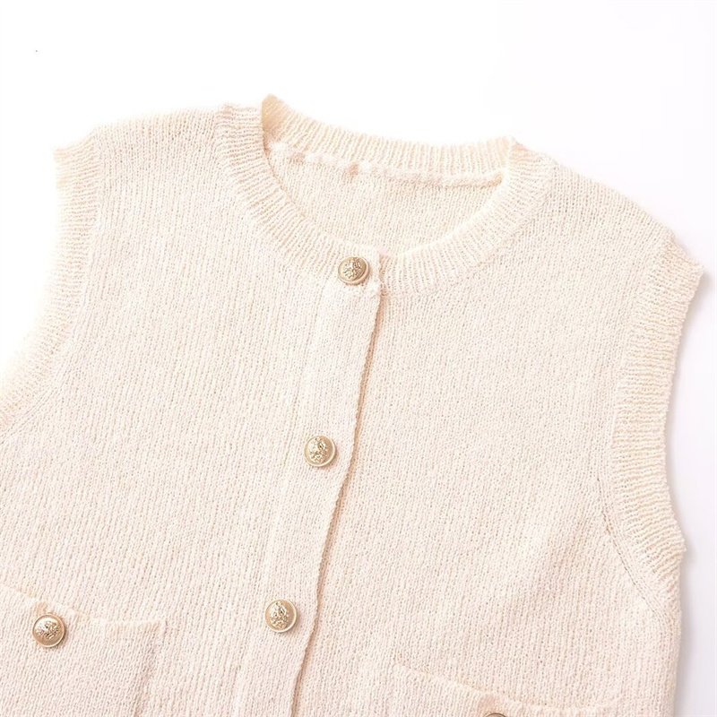 TAOP&ZA women's clothing 2024 early autumn new loose casual patch pocket button knitted sleeveless vest vest top chic 6771104