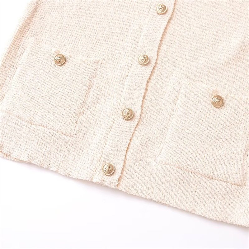 TAOP&ZA women's clothing 2024 early autumn new loose casual patch pocket button knitted sleeveless vest vest top chic 6771104