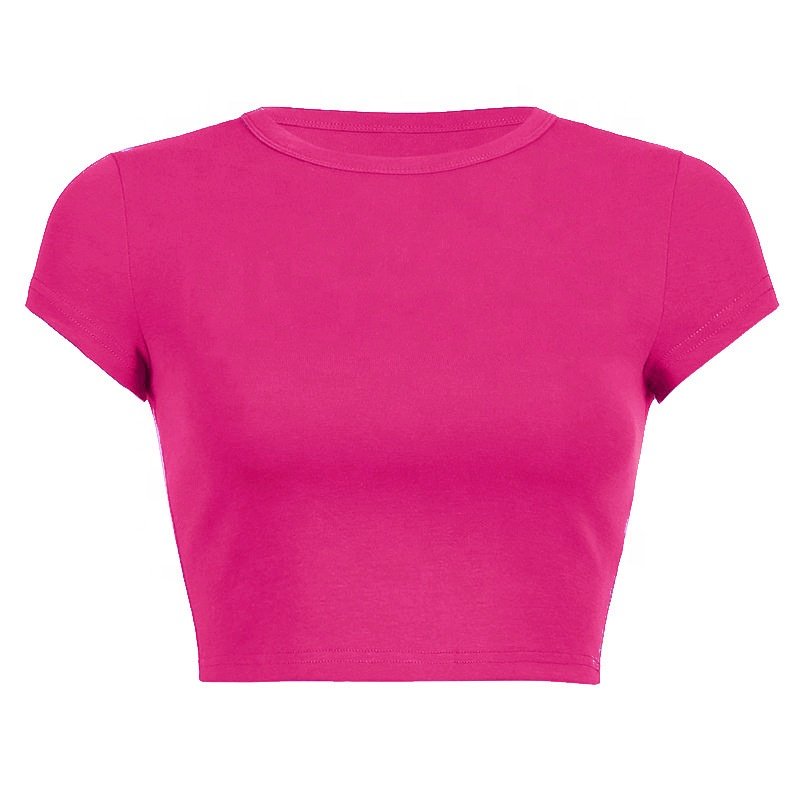 Custom LOGO High Quality 100% Cotton Plus Size Women's Crop Top Blank Puff Rhinestone Plain Sexy Fitted Tank Top Ribbed T-shirts