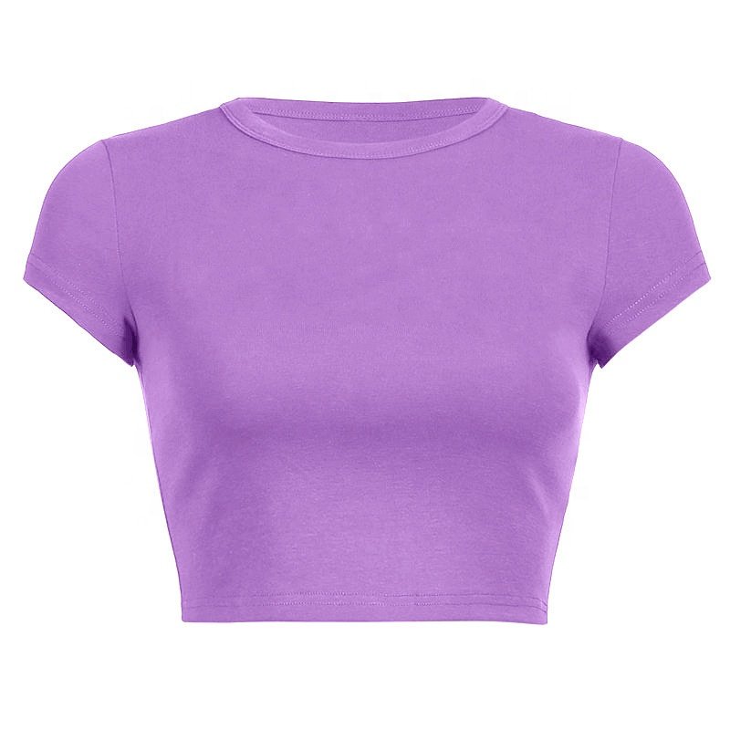 Custom LOGO High Quality 100% Cotton Plus Size Women's Crop Top Blank Puff Rhinestone Plain Sexy Fitted Tank Top Ribbed T-shirts