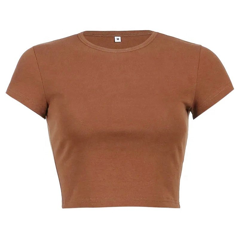 Custom LOGO High Quality 100% Cotton Plus Size Women's Crop Top Blank Puff Rhinestone Plain Sexy Fitted Tank Top Ribbed T-shirts