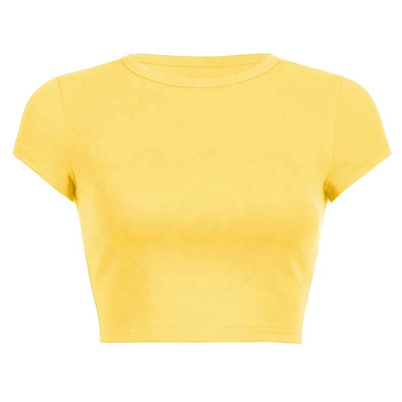 Custom LOGO High Quality 100% Cotton Plus Size Women's Crop Top Blank Puff Rhinestone Plain Sexy Fitted Tank Top Ribbed T-shirts