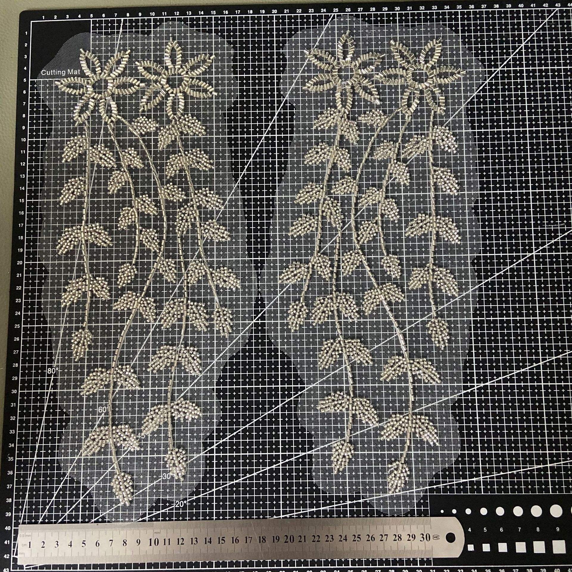 Boutique Floral Lace Embroidery Cloth Stickers Handmade Diy Wedding Veil Dress Decoration Beaded Applique