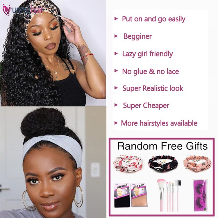 Vendor Cheap 100% Human Hair Headband Wig Natural Color Glueless Non Lace Human hair Headband Wig For Black Women Wholesale