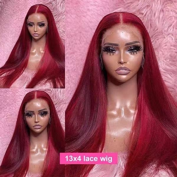 Hd Lace Frontal Wig Human Hair Transparent Lace Front 99J Colorful Wigs for Black Women High Density Color Lace Front Wig