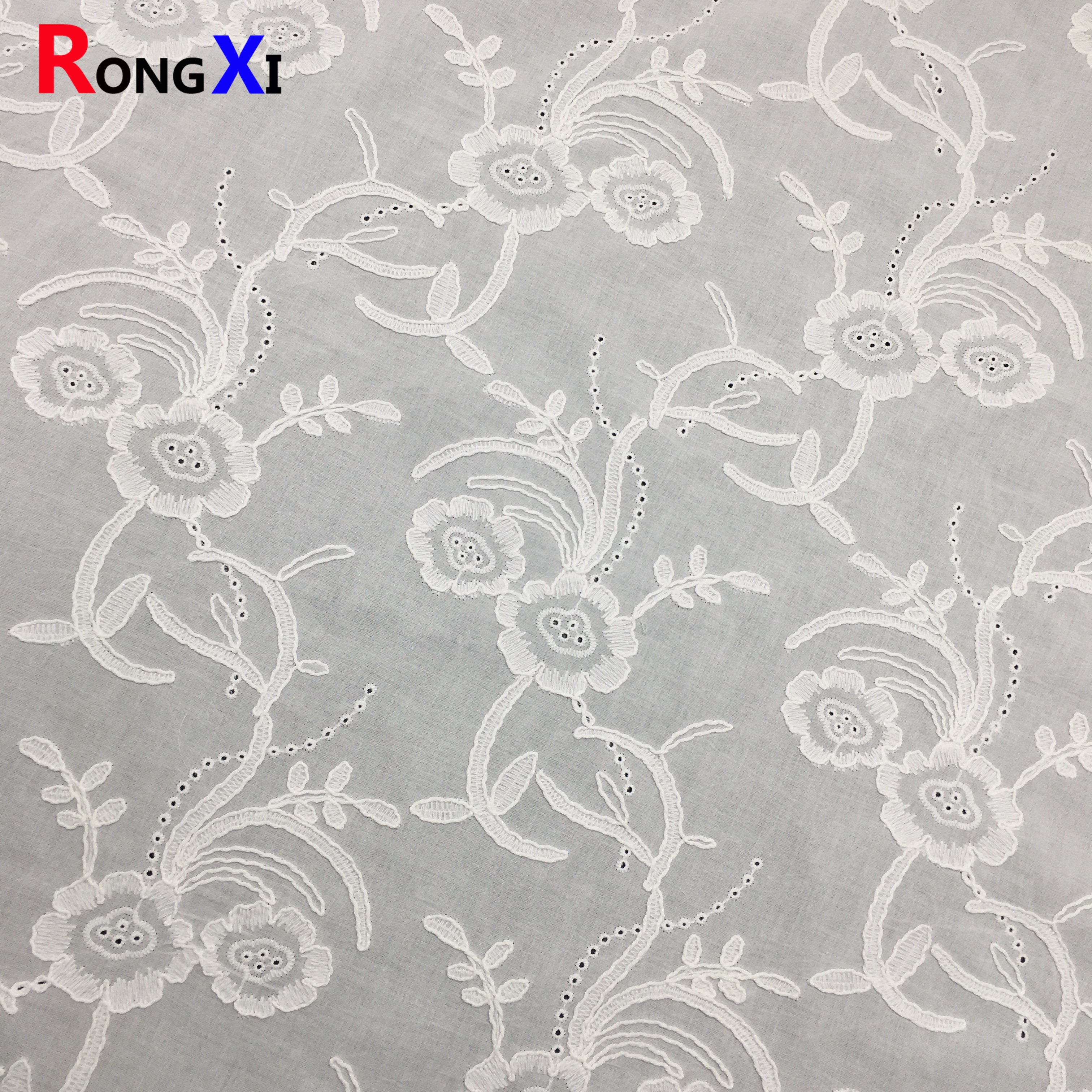 RXF2214 children's summer spring eyelet embroidery shirt shoes lace fabric