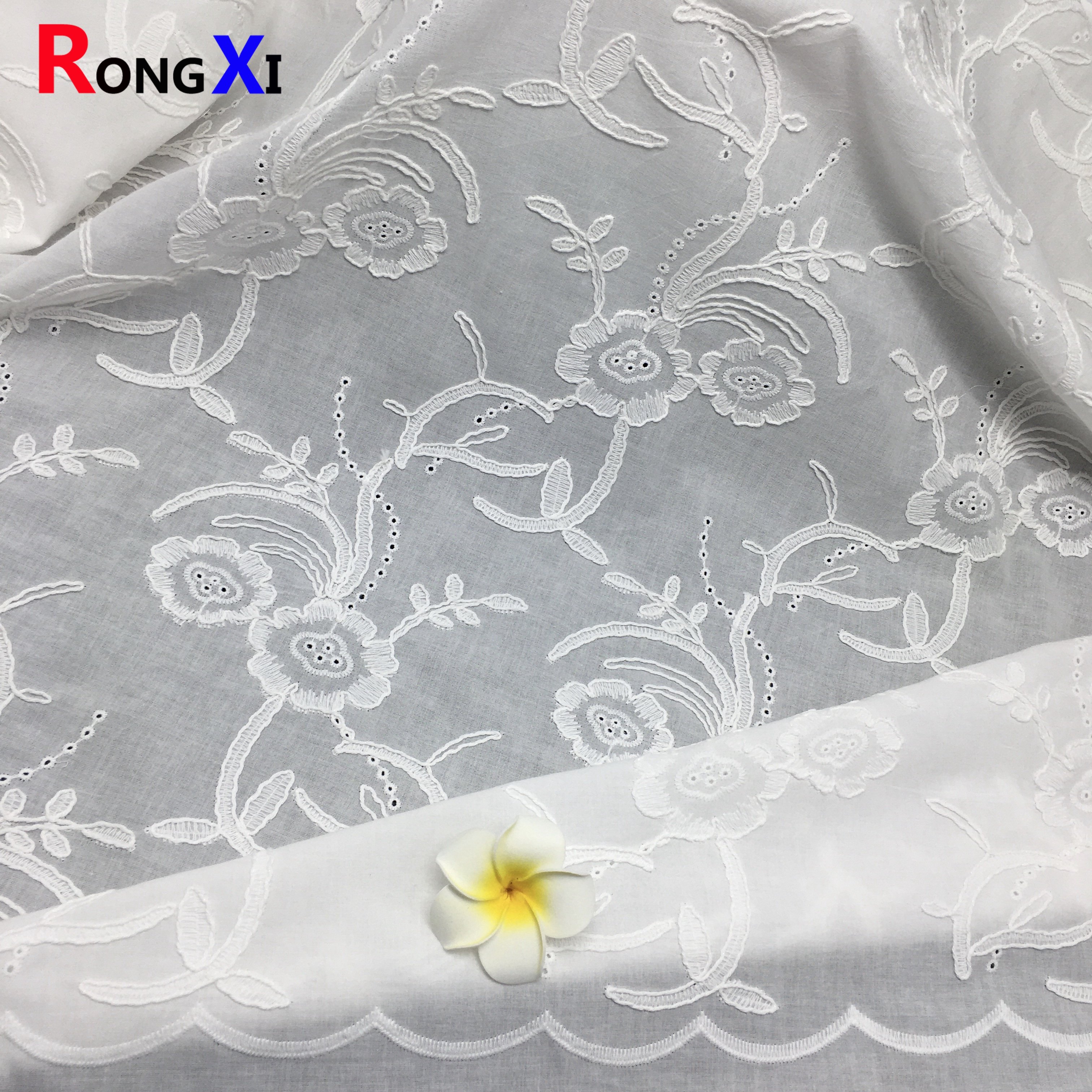 RXF2214 children's summer spring eyelet embroidery shirt shoes lace fabric