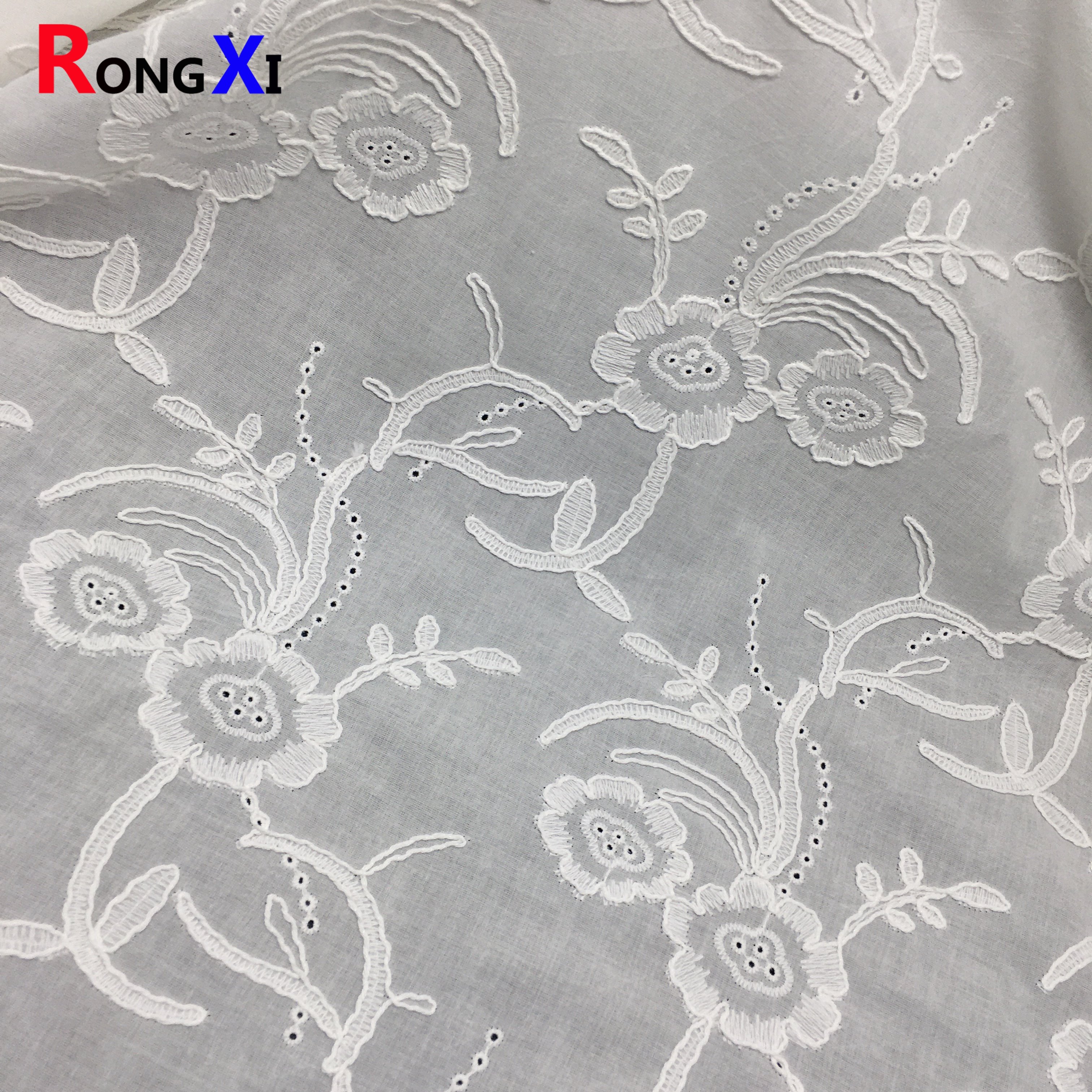 RXF2214 children's summer spring eyelet embroidery shirt shoes lace fabric
