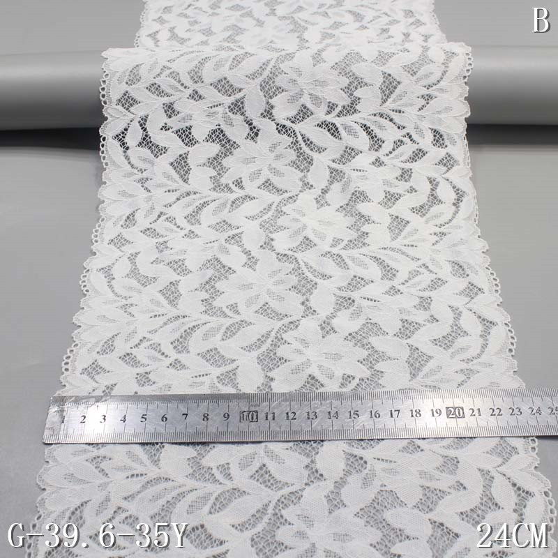 Wholesale Factory Pink Stretch Flower Lace Trim 24cm Elastic Spandex Lace Fabric