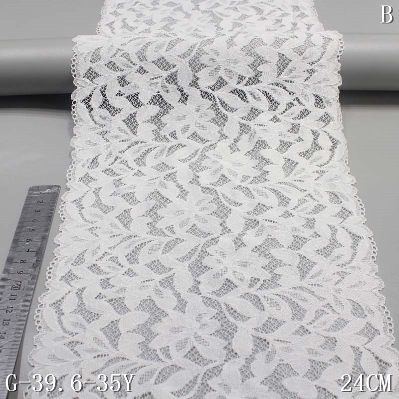 Wholesale Factory Pink Stretch Flower Lace Trim 24cm Elastic Spandex Lace Fabric