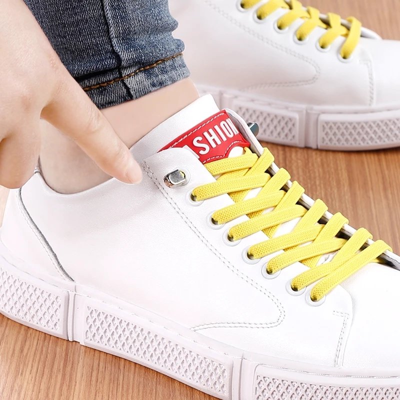6MM No Tie Shoe laces Elastic Shoelaces Outdoor Leisure Sneakers Quick Safety Flat Shoelace Unisex Lazy laces