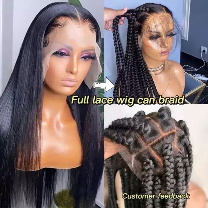Full Lace Braided Wigs Vendors Human Hair For Women Transparent Cornrow Braided Lace Front Wig.Wholesale Glueless Braid Wig