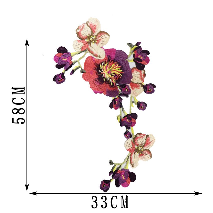Peonies Chemical Lace Fabric Embroidery Corsages Appliques Patches