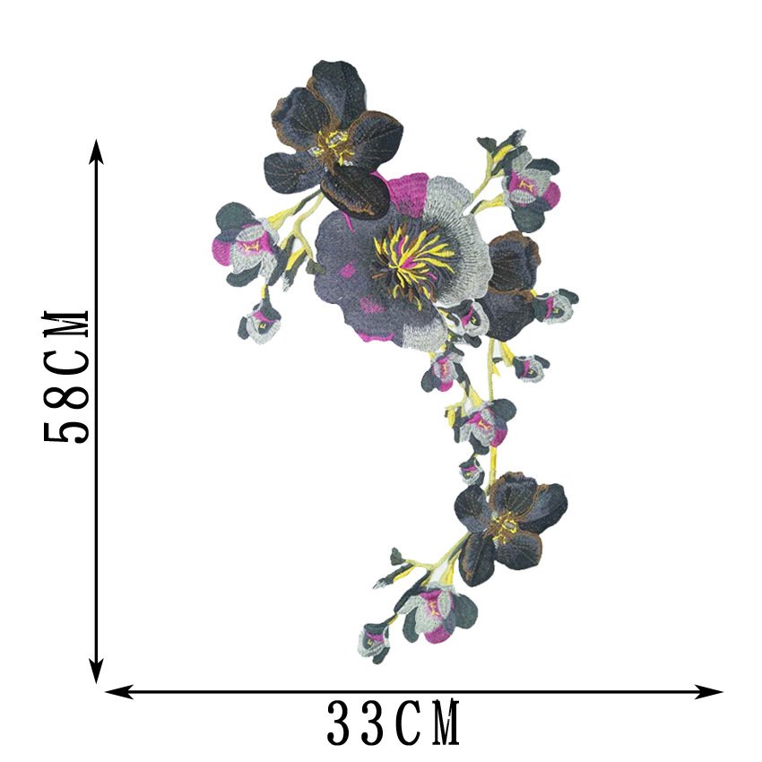 Peonies Chemical Lace Fabric Embroidery Corsages Appliques Patches