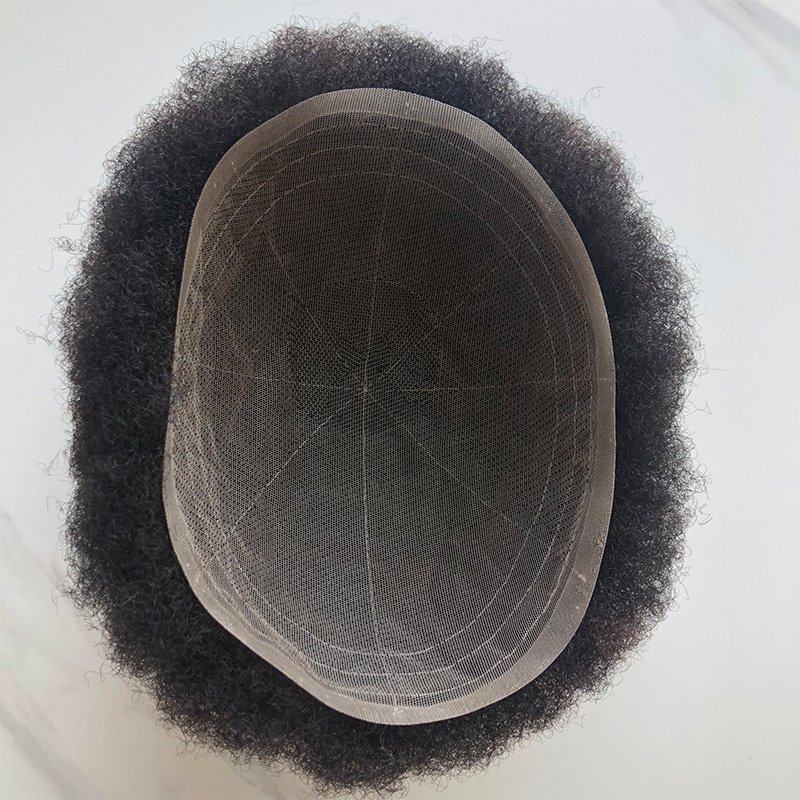 8x10'' Hair System for Men Wholesale Indian Remy Human Hair Afro Toupee Curly french lace hair system