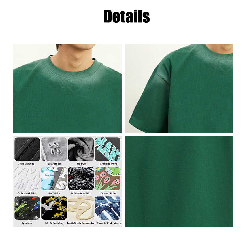 wholesale men's tshirt custom drop shoulder oversize heavyweight rib neck streetwear acid water washed distressed tshirt for men