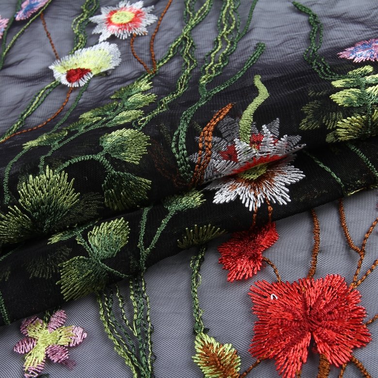 HA-13476 Fashion design tulle mesh multi-color luxury lace embroidery flower fabric